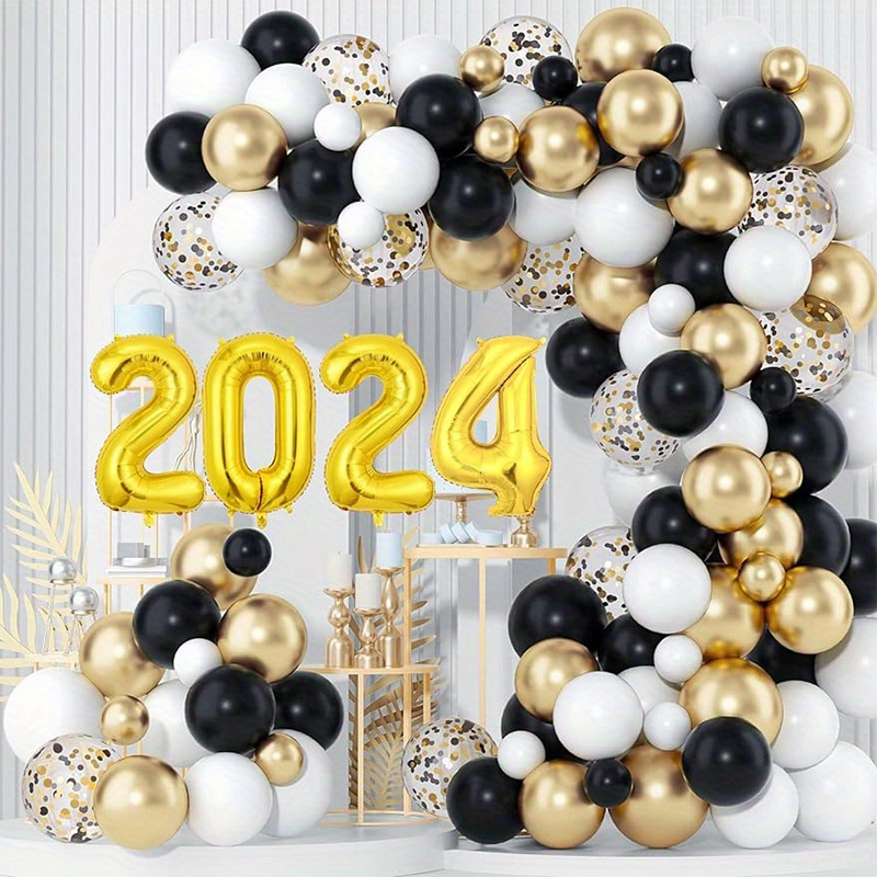 ibasenice 1 Set 2024 Ballons Du Nouvel An 2024 Ballons De Toile De Fond Du  Nouvel An Fournitures De Fête Du Nouvel An 2024 Ballons De Graduation