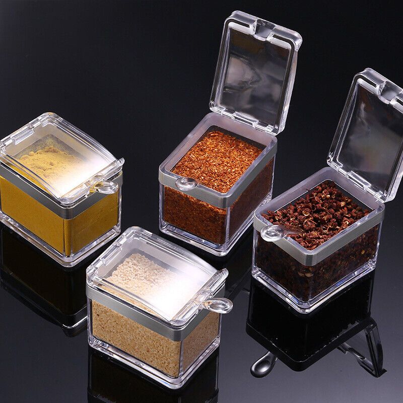 1 set, seasoning box, kitchen spice box, acrylic seasoning box,  Moisture-proof seasoning box, Sugar box, seasoning storage, household  kitchen items, food storage box, kitchen items, kitchen gadgets