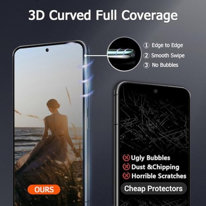 3 Pack Galaxy S23 FE 5G Glass Screen Protector and Camera Protector, HD  Clear 9H Tempered Glass Scratch Resistant, Fingerprint Unlock, Full  Coverage