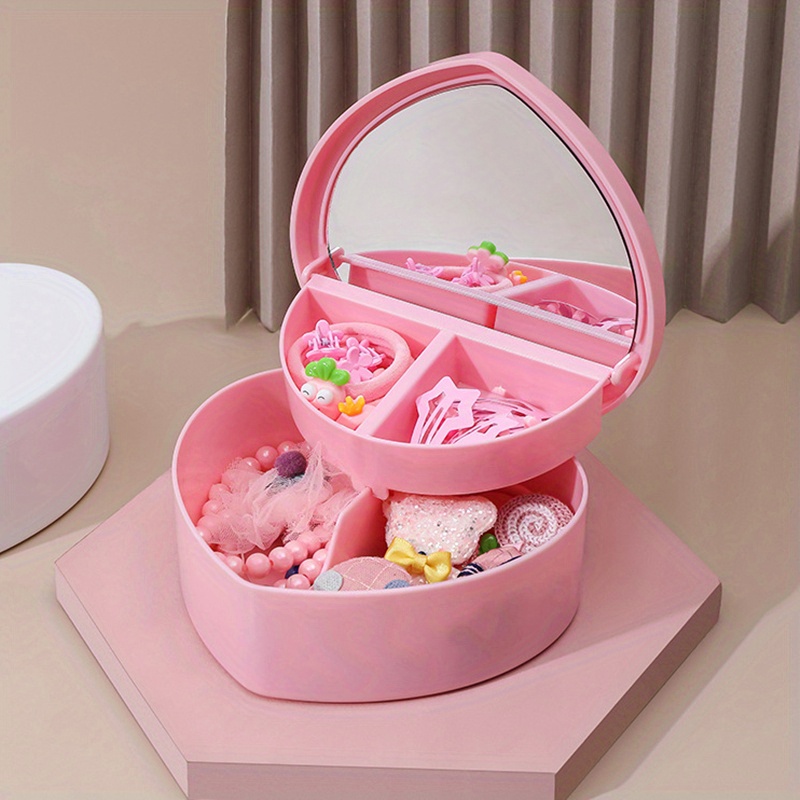 Pretty Cute Heart-shape Jewelry Desktop Box - Temu