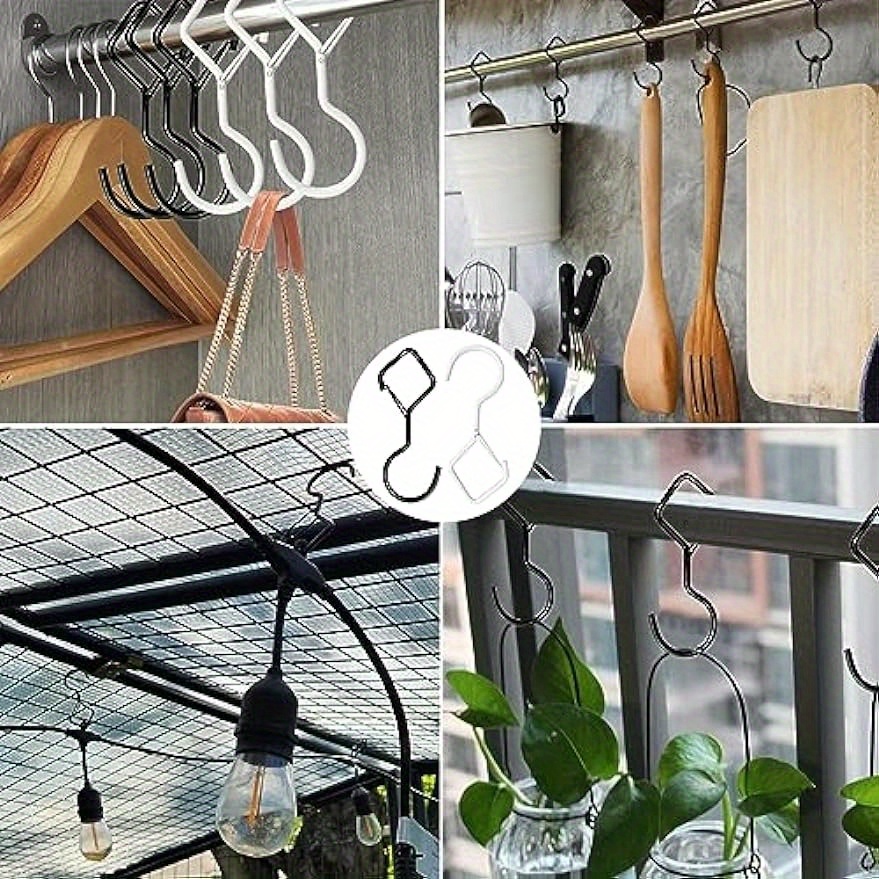 6pcs S Hooks For Hanging, 4 Inches Heavy Duty Closet Hooks With Safety  Buckle, Closet Hooks Hanging For Plants, Clothes, Kitchen Utensil, String  Light