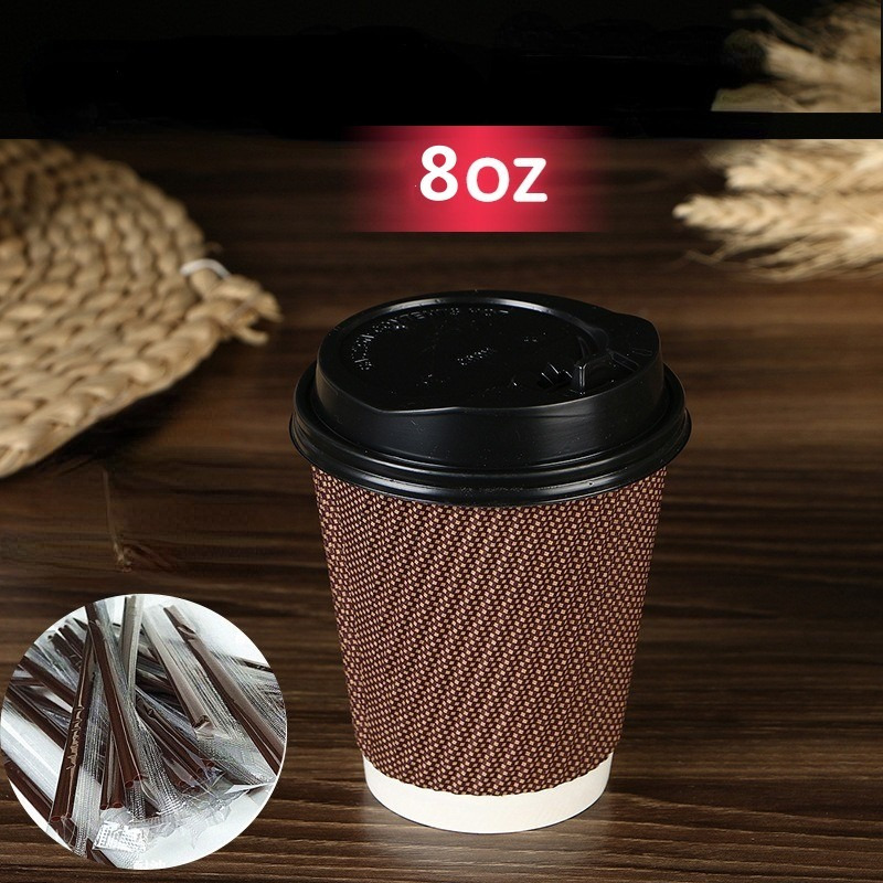 [100 Pack] 10 oz Disposable Paper Coffee Cups with Black Lids, to Go Coffee Cups with Lids for Hot and Cold Beverage, on The Go Cups for Coffee, Hot