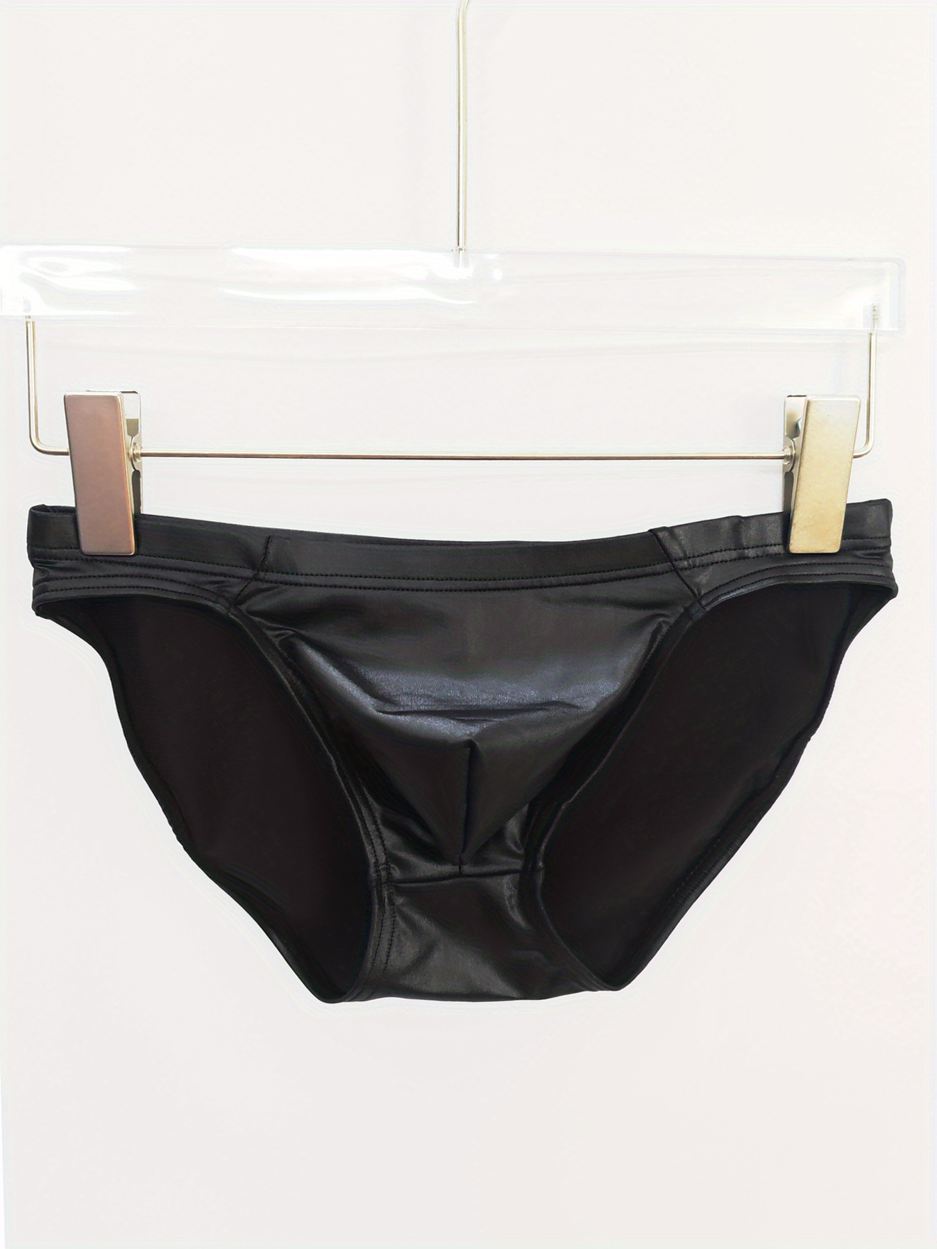 Sexy Shiny Faux Leather Low Waist Satin Panties For Women For Plus