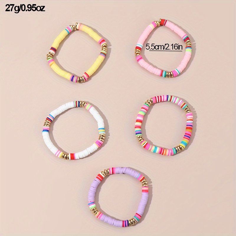 New Beaded Stretchy Clay Bead Set/3 Bracelets Handmade Kids Teens Gre –  Touched By Time Treasures