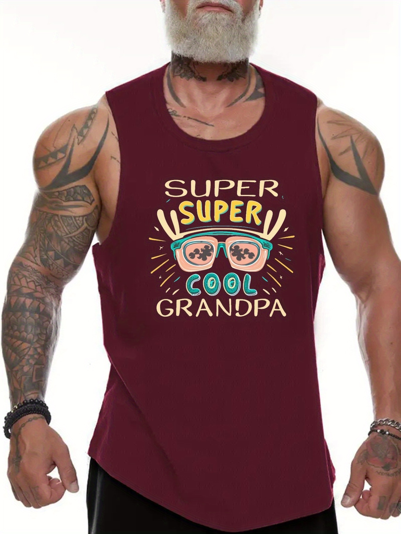 SUPER COOL GRANDPA List Kreatywny Nadruk Graficzny Casual - Temu Poland