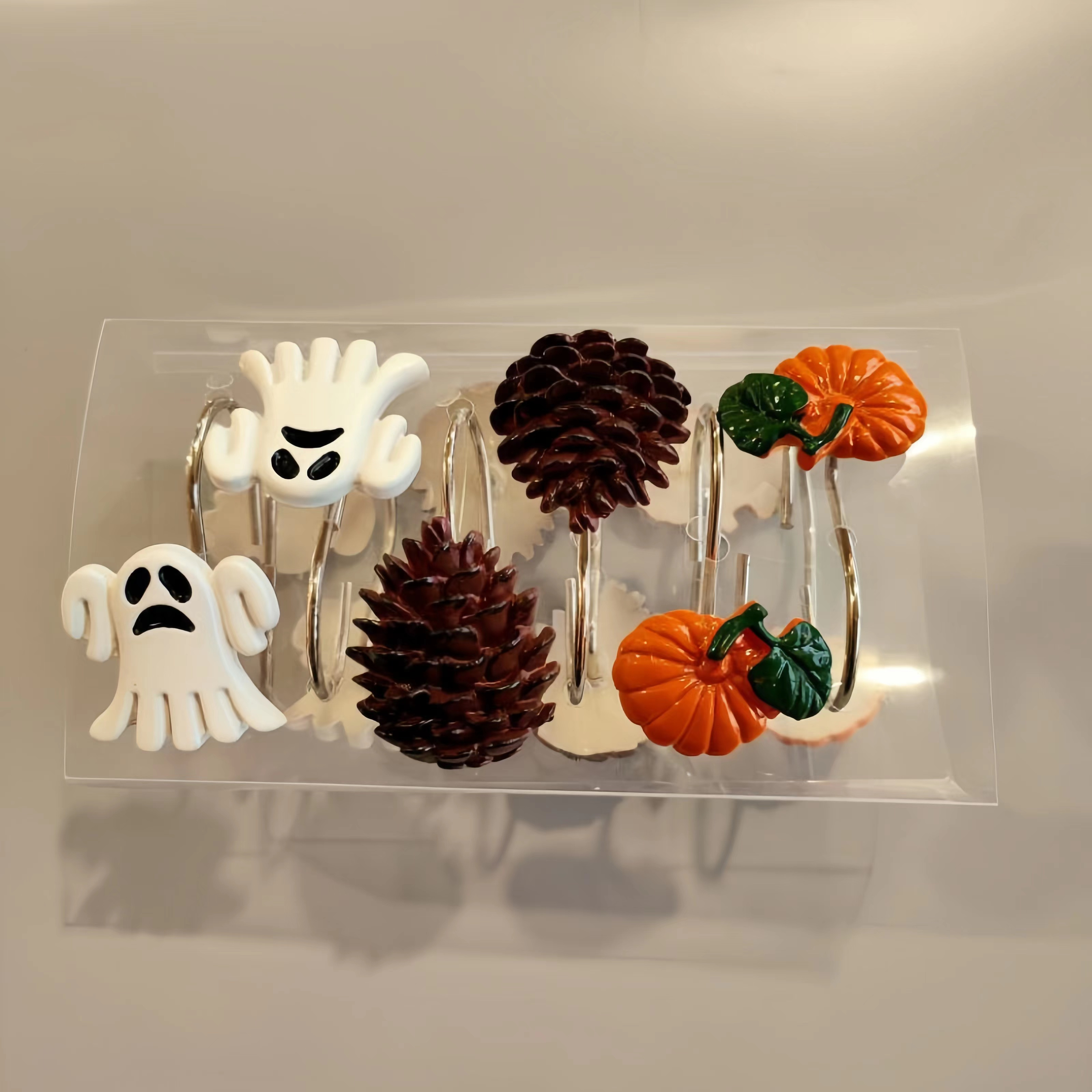 Resin Pumpkin Shower Curtain Hooks Decorative Shower Curtain - Temu