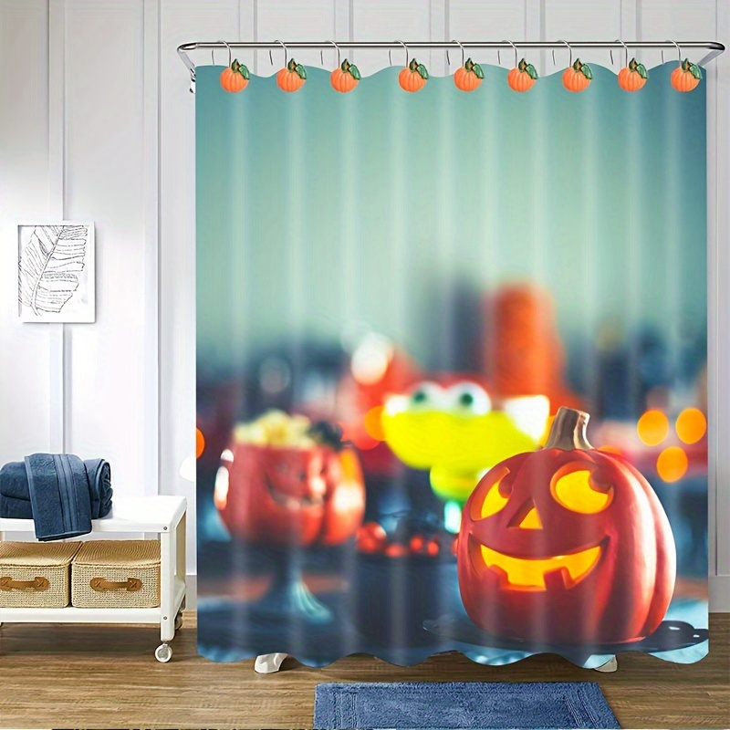 12pcs Cartoon Creative Shower Curtain Hook, Waterproof Rust-proof Metal  Shower Curtain Hook, Pinecone Pumpkin Ghost Bathroom Accessories, Halloween  Ch