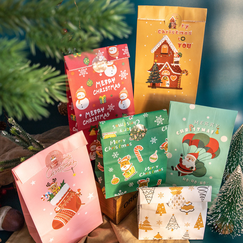 Christmas Kraft Paper Bags With Christmas Decor - Temu