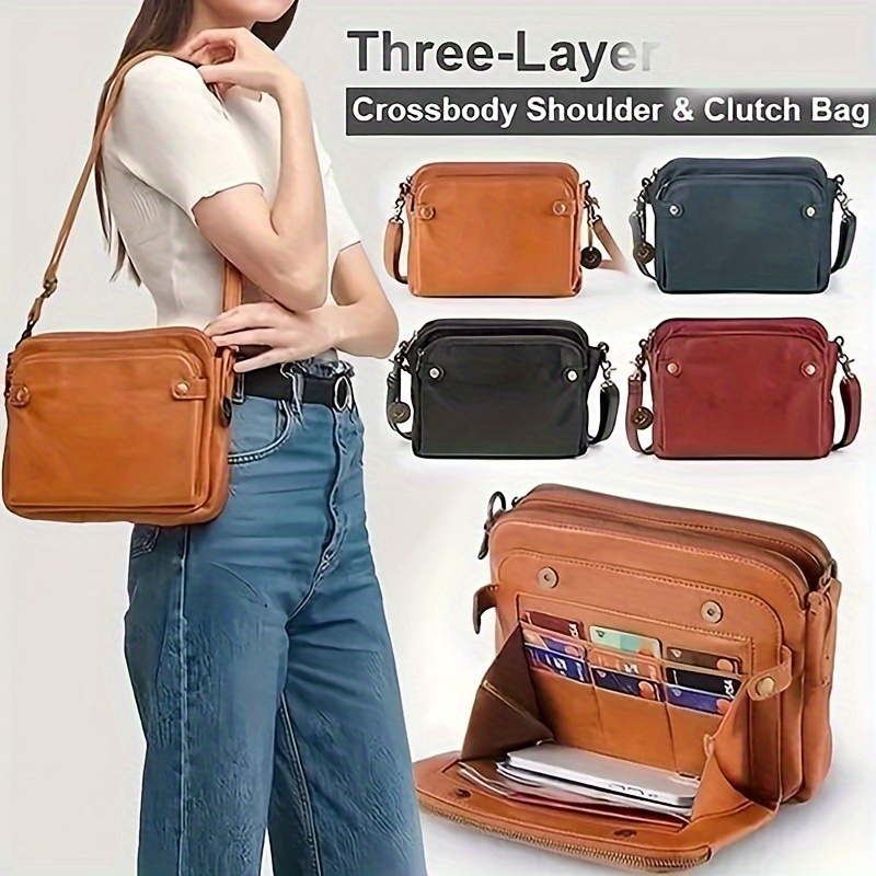 Women's Medium All Seasons Nylon Solid Color Vintage Style Square Zipper Crossbody  Bag