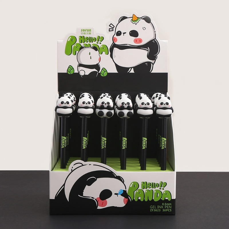 Stylo en plastique Style Animal Panda mignon, stylo à encre verte et noire,  stylo à Gel Panda grimpant pour arbre, bureau