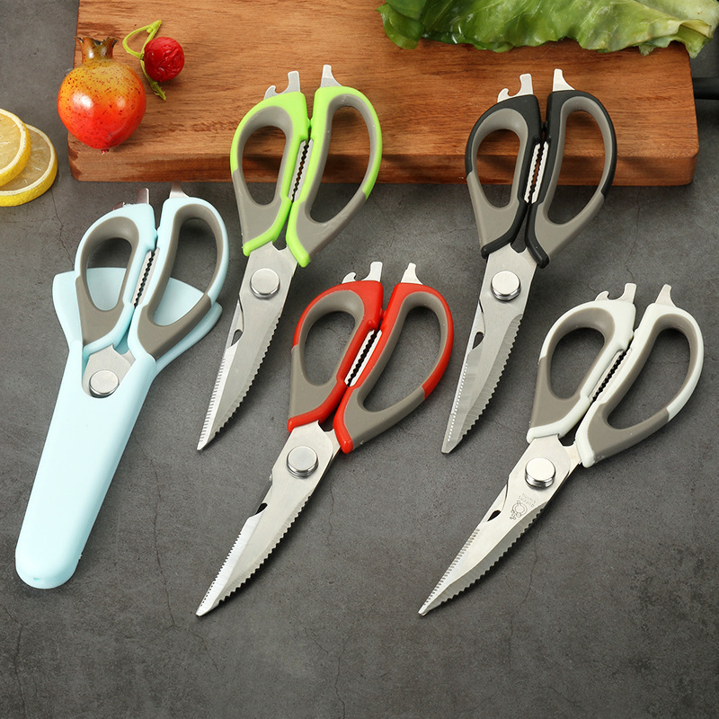 1pc Multifunctional Kitchen Stainless Steel Strong Shears, Simple Two Tone Meat  Scissor For Kitchen