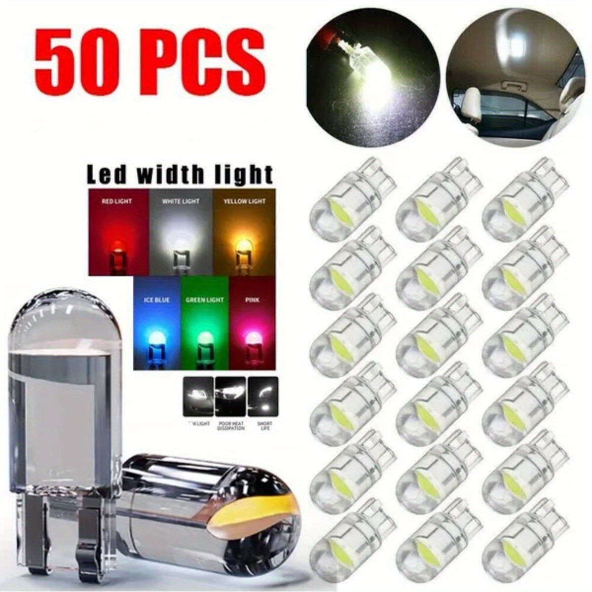 Super Bright 50 Watt W5W T10 194 LED Auto Bulbs