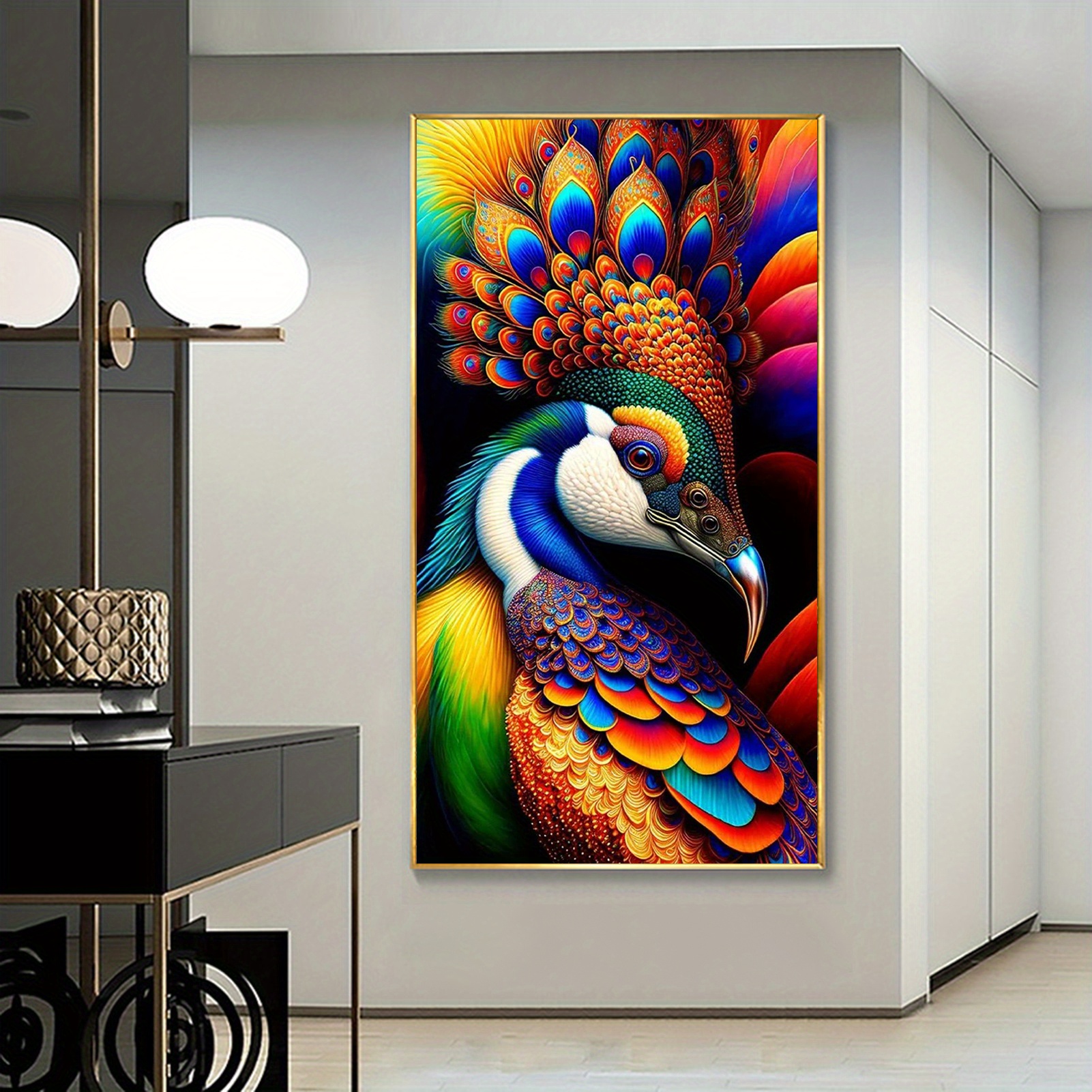 5D DIY Large Diamond Painting Kits For Adults,15.7x27.5in/40x70cm Two Cute  Parrots Round Full Diamond Diamond Art Kits Picture By Number Kits For Home