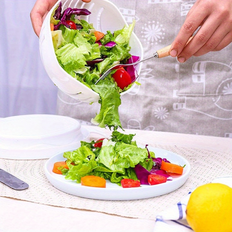 White Salad Cutter Bowl And Chopper In One Fruit Vegetable - Temu