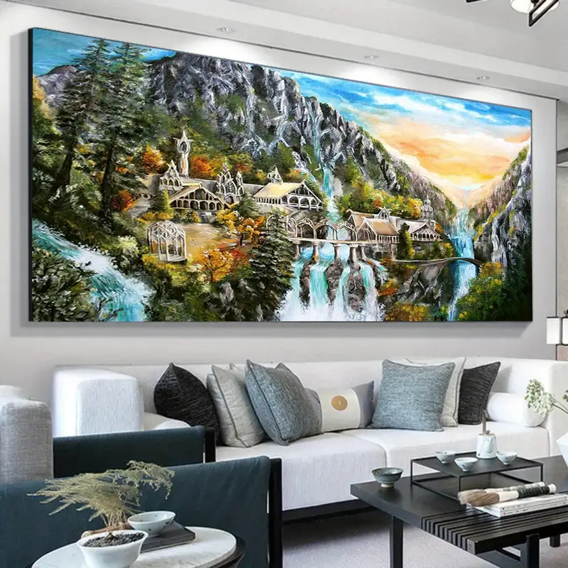5D DIY Big Artificial Diamond Painting Set For Adults,  15.7x27.5inch/40x70cm Waterfall Round Full Diamond Art Digital Picture Kit  For Home Wall Decor