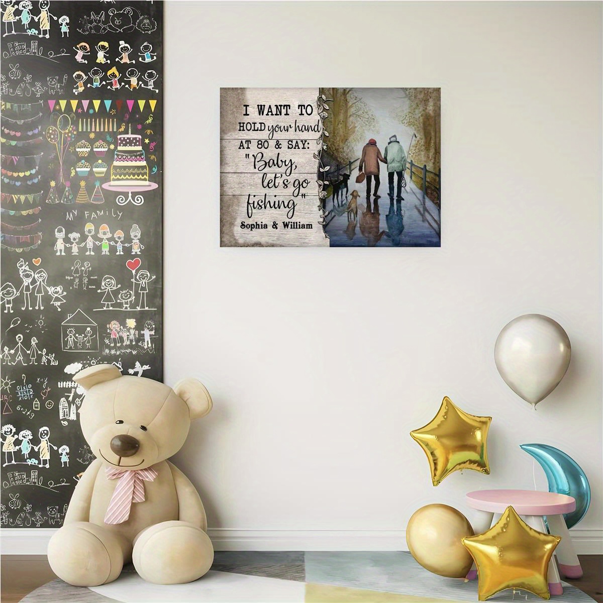 Canvas Painting Personalized Fishing Couple Poster Hold Hand - Temu