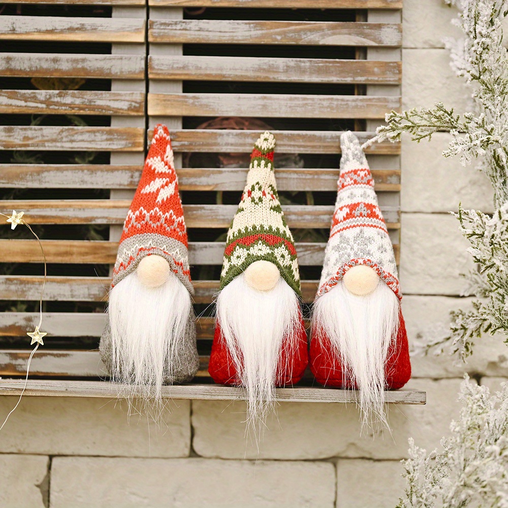 Cute Christmas Gnome Ornament Standing Knit Hat Mini Santa - Temu