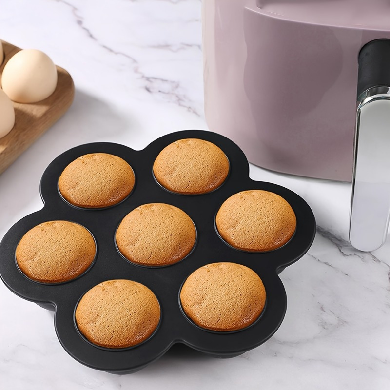 Air Fryer Cake Pan,, 7 Cavity Silicone Muffin Mold, Mini Cake Baking Mold,  Oven Accessories, Baking Tools, Kitchen Gadgets, Kitchen Accessories - Temu