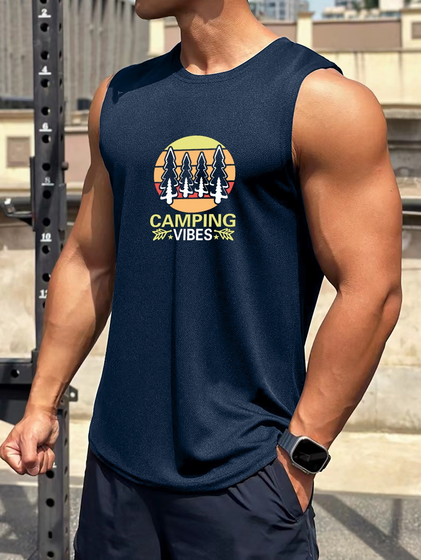 Camiseta sin mangas de entrenamiento para hombre, estampado a mano, de  secado rápido, para gimnasio, fisicoculturismo, casual, sin mangas