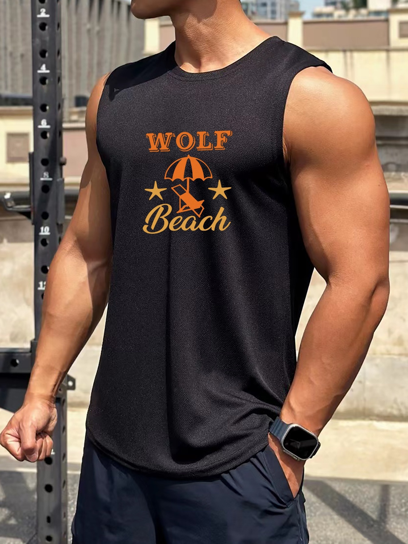 Beach Print Men's Casual Breathable Comfy Sleeveless Tank - Temu