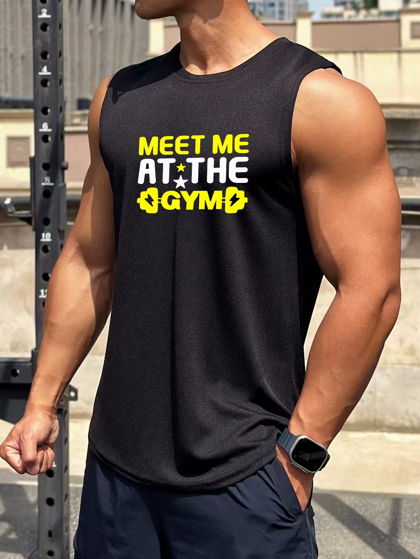 Camiseta Sin Mangas Estampado 'meet At The Gym' Camiseta Sin