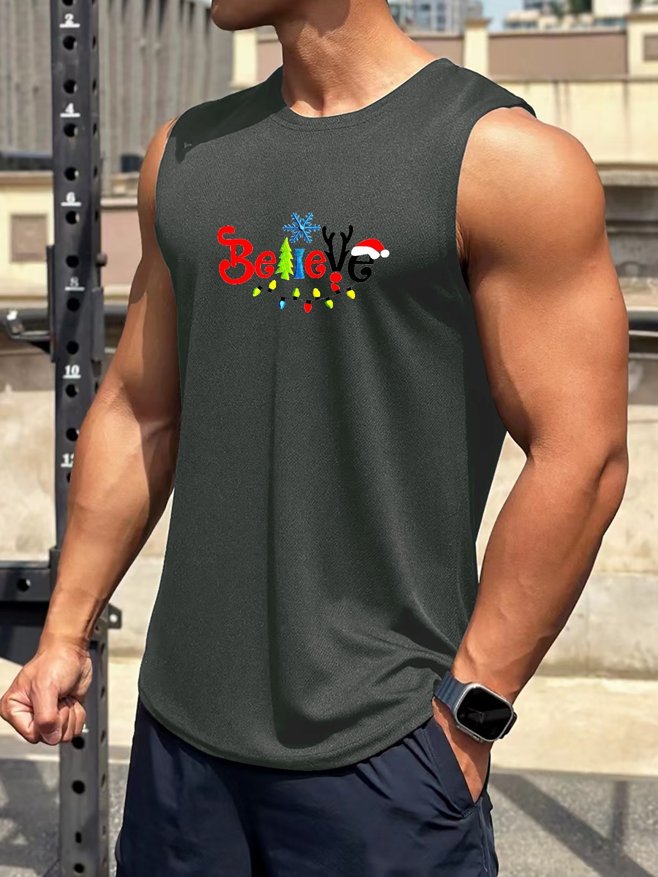 Mens Sleeveless Breathable Tank Top Summer Gym Fitness Muscle Quick Drying  Vest
