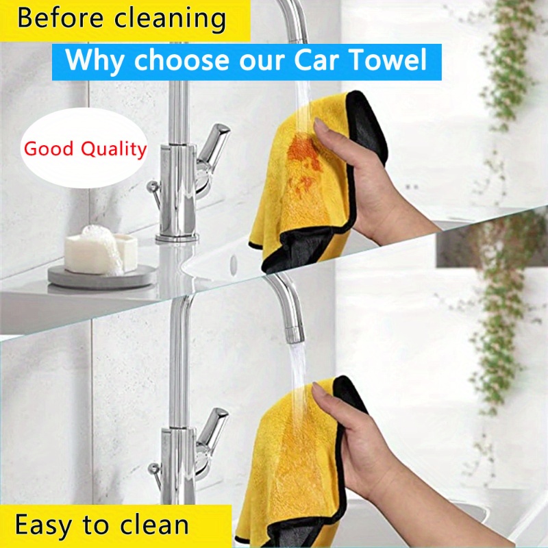 Microfiber Car Cleaning Towels Thickened Soft Drying Cloth Car Body Washing  Towel Double Layer Cleaning Rag - Temu