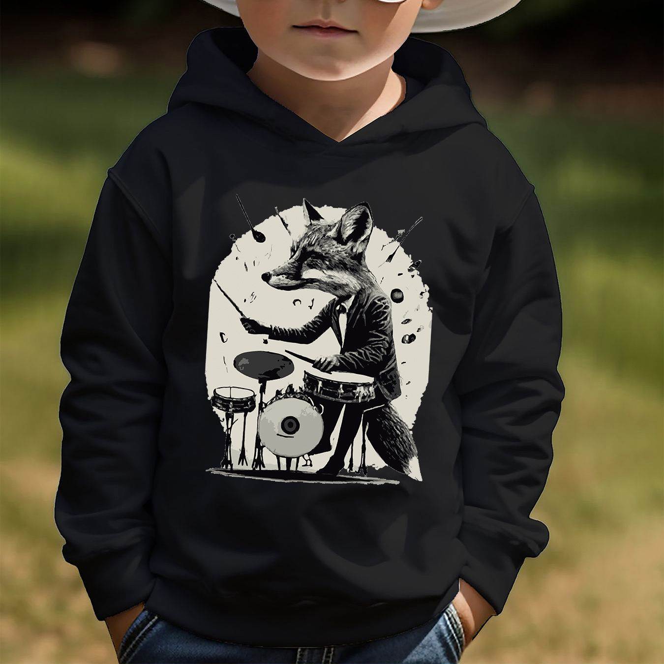 

Anime Fox And Drums Print Boys Casual Pullover Long Sleeve Hoodies, Boys Sweatshirt For Spring Fall, Kids Hoodie Tops Outdoor