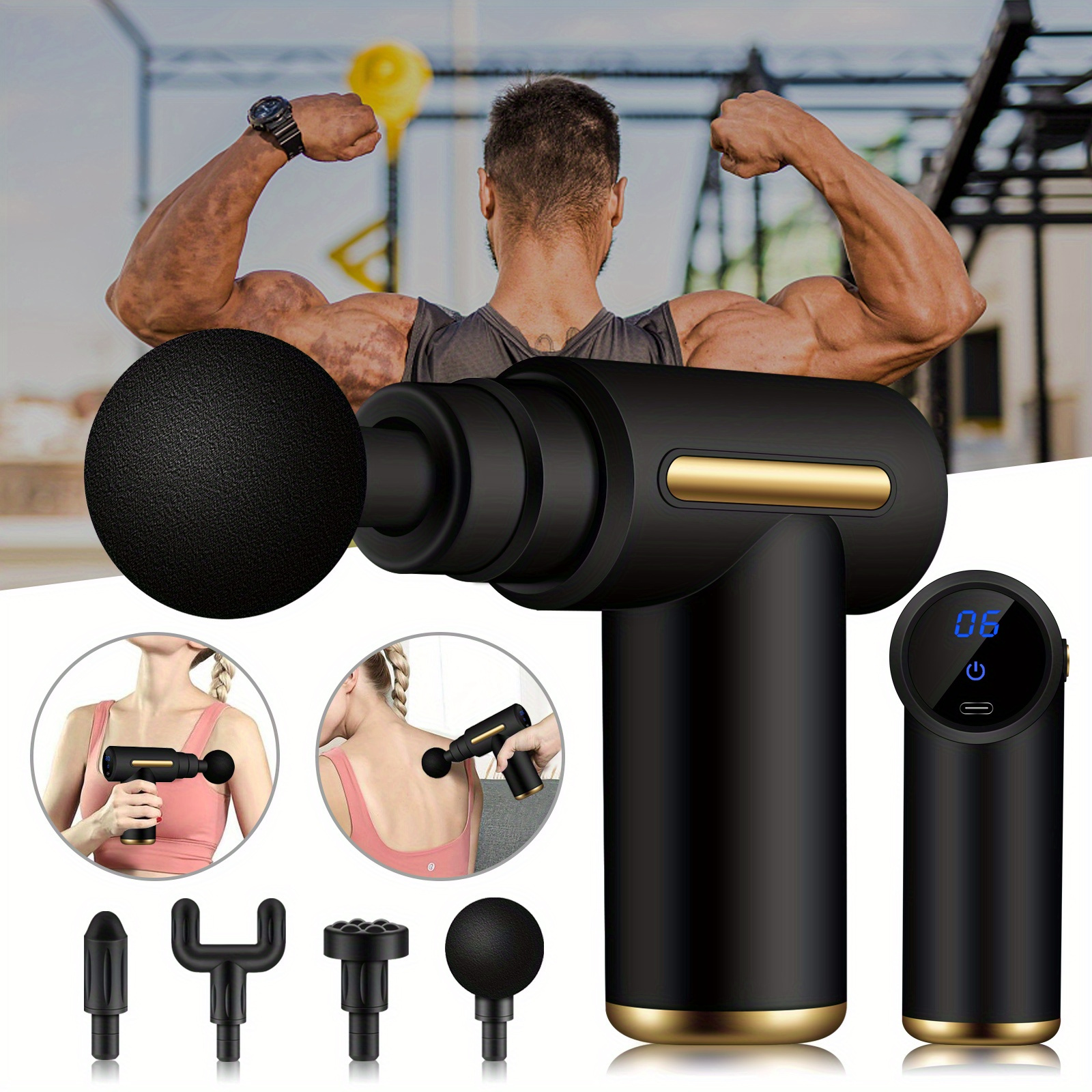 1pc Massage Gun, Deep Tissue Muscle Handheld Percussion Massager, Suitable For Body, Back And Neck, Ultra-compact And Elegant Design, Father's Day Gift For Dad