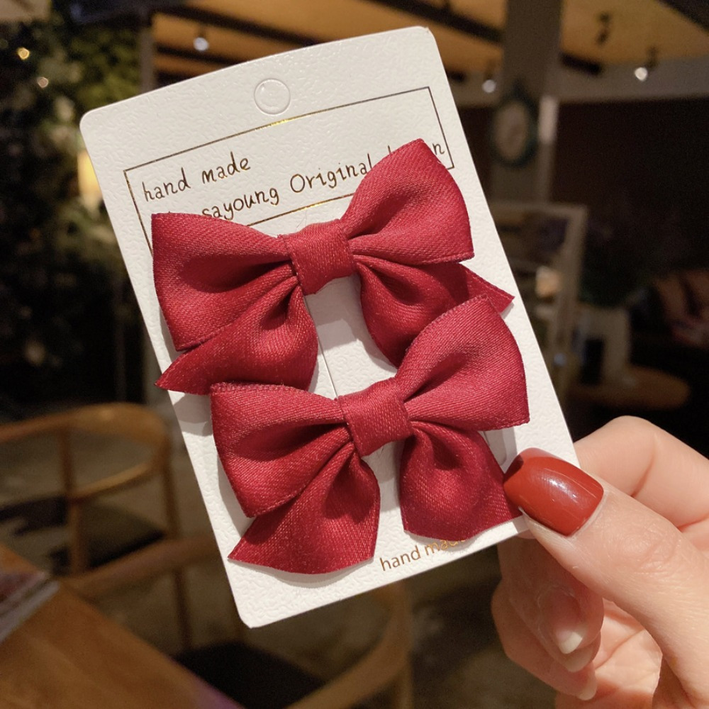 Cute Bow Hair Clips, Standart/ 2pcs / Red