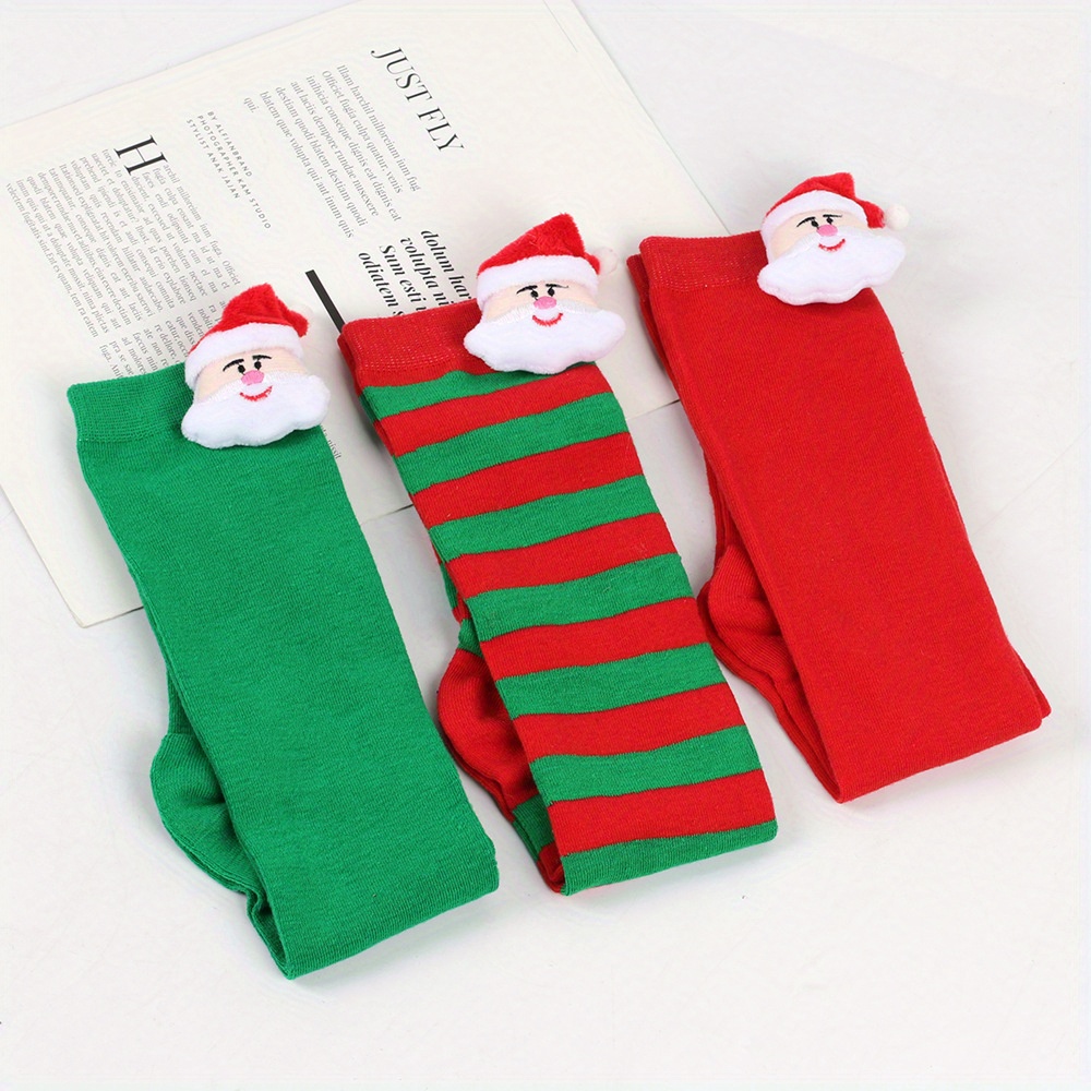 2 Pares Calcetines Altos Rodilla Estilo Navideño Niñas Bebés - Temu Chile