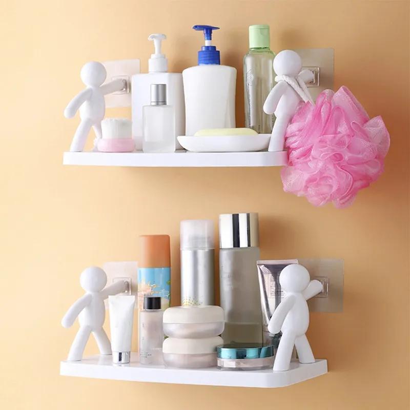 1pc Wall-Mounted Bathroom Shelf Wall Organizer Shelf Hanging Human