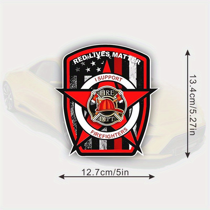 Car Sticker Waterproof Thin Red Line Flag Firefighter Fire - Temu