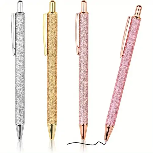 Dropship 4pcs Ballpoint Pens,Fine Point Smooth Writing Pens,Metal Twist Pretty  Pens For Journaling, 1.0 Mm Medium Point Black Ink Cute Pens,Office  Supplies Fancy Pen Sets For Women&Men Gift to Sell Online at a Lower Price