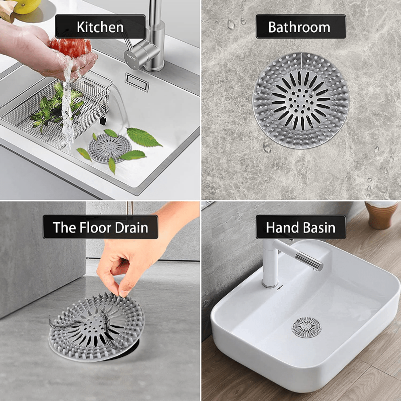 Hair Catcher Shower Drain Cover Hair Sink Filter Drain Protector for Bathroom  Bathtub and Kitchen Reusable