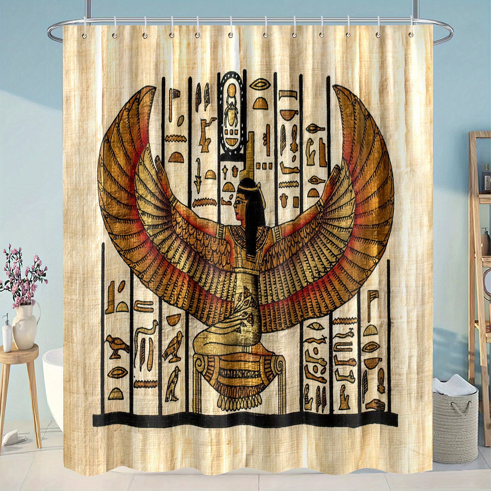 Egyptian Parchment Shower Curtain Ancient Vintage Bathroom - Temu