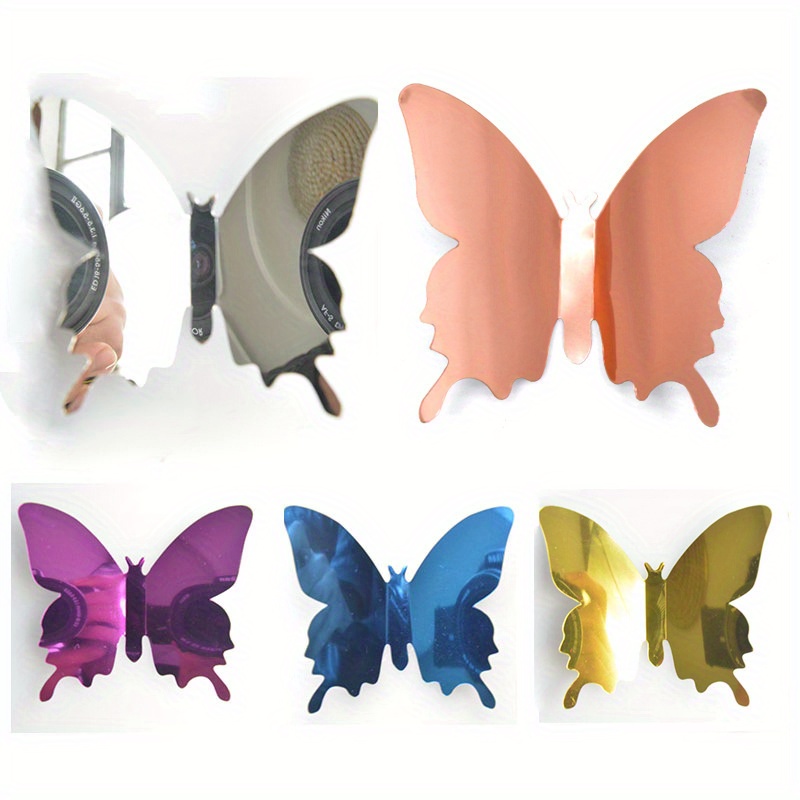 3d Butterfly Mirror Mural Stickers For Home And Room - Temu