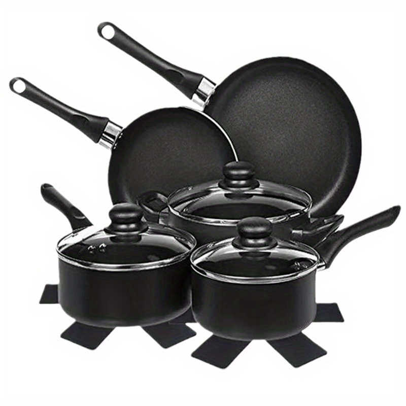 12pcs Black Felt Kitchen Pot Holder, Heat Insulation And Anti-skid Pad