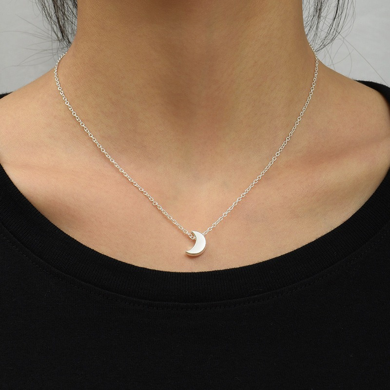 Gold Necklace Girls Simple, Moon Pendant Necklace Simple