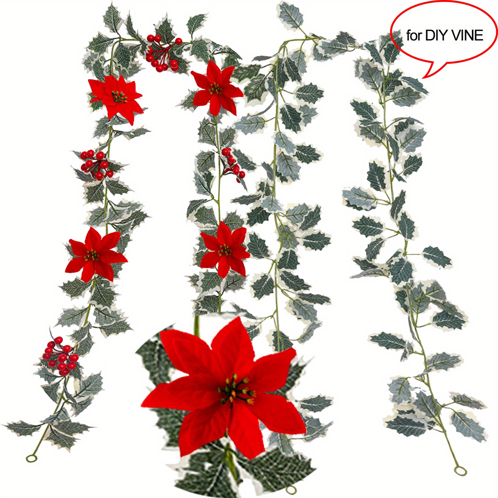 Artificial Christmas Red Berry Flower Vine Winter - Temu