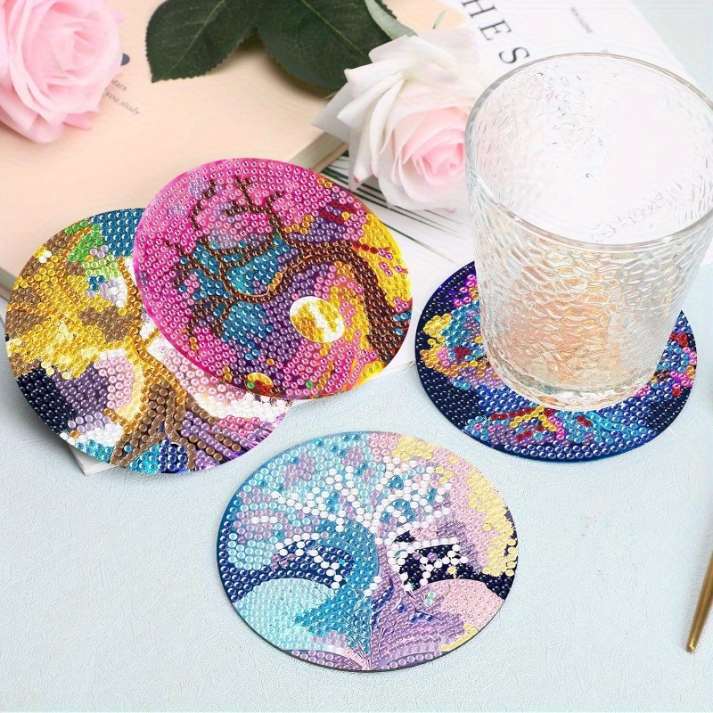 DIY Diamond Coasters for Drinks, YEESAM ART 5D Diamond Painting Coasters  Kits