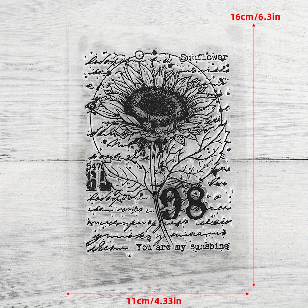 Sunflowers Stamps Scrapbooking  Silicone Stamps Vintage Happy