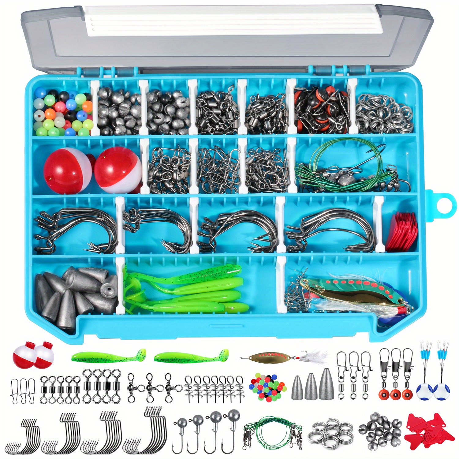 192/308pcs Fishing Accessories Kit, Fishing Tackle Kit With Storage Box  Including Jig Hooks, Bullet Weights, Sinker, Slides, Bobbers, Suitable For  Fre