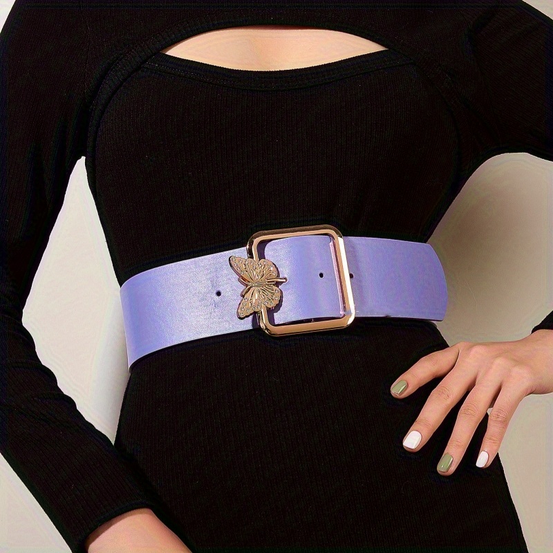 Fashion Elastic Wide Belt Ladies Metal Golden Belt Matching - Temu