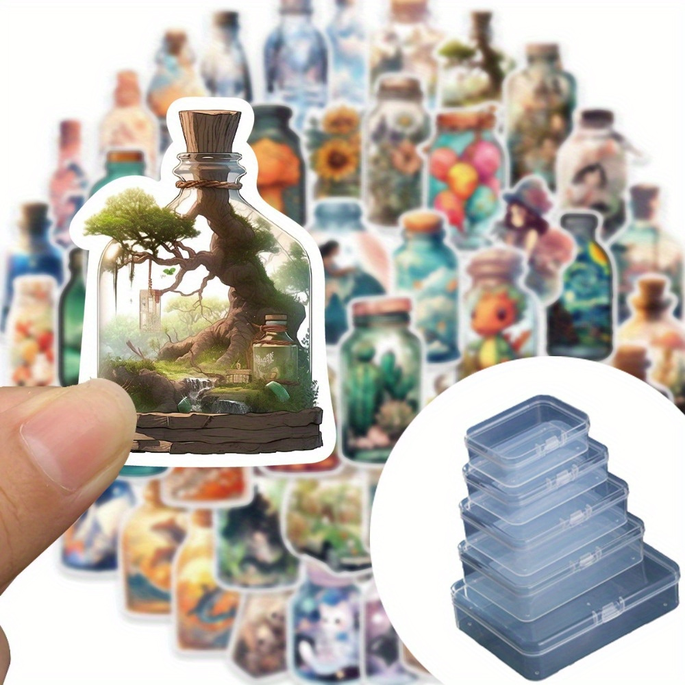 50pcs Creative Glass Bottle Sticker For Guitar Skateboard Water