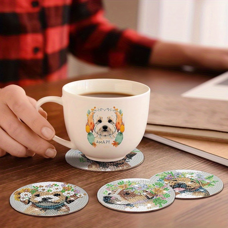 8 Pcs Diamond Painting Coasters with Holder-Dog Diamond Art