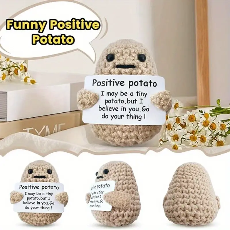 Mini Funny Positive Potato Cute Funny Knitted Positive - Temu