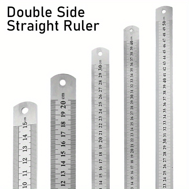 Double Side Stainless Steel Straight Ruler Steel Ruler With - Temu