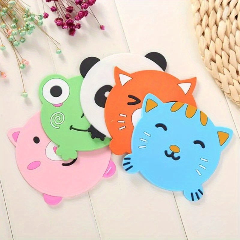 1pc Cartoon Cat Coasters Silicone Placemat Cushion Mug Tableware