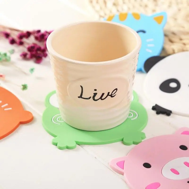 1pc Cartoon Cat Coasters Silicone Placemat Cushion Mug Tableware